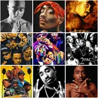 Наклейки на стену известного западного побережья в стиле хип-хоп певец Тупак, мозаика из страз, картина, Постер Стразы, вышитые бусины, домашний декор, искусство