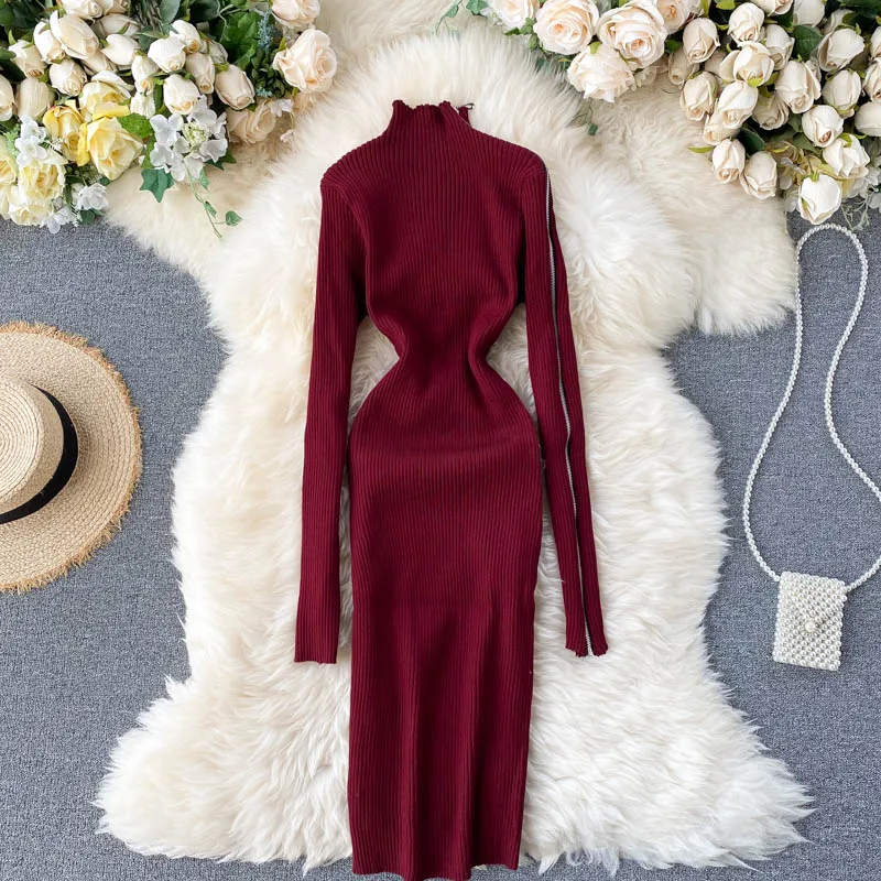 2020 Новая модная женская одежда длинные платья до колена платье свитер для