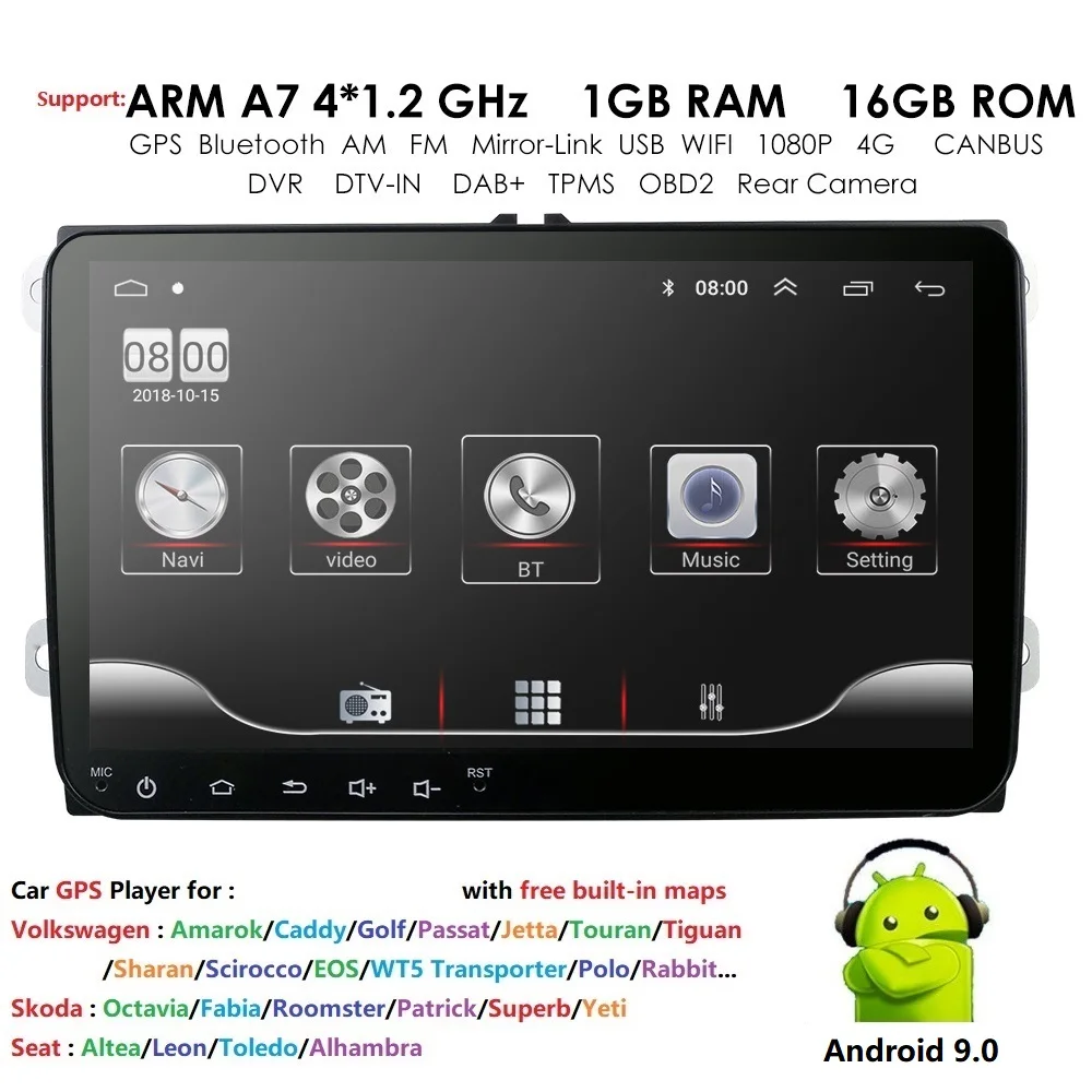2 din 9 ''Android 0 1G RAM автомобильное радио стерео GPS Navi forVW Passat B6 CC Polo GOLF 5 6 Touran J etta Tiguan