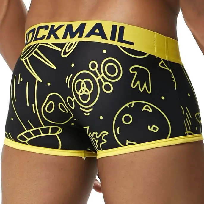 JM428-Black JOCKMAIL, сексуальное мужское нижнее белье, боксеры, игривый принт, гей нижнее белье, calzoncillos hombre, мужские трусы, Cueca, боксеры, мужские трусы - Цвет: JM428-Black
