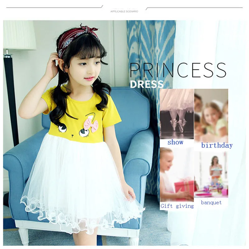 Детские платья для девочек белое хлопковое платье принцессы Vestido Infantil