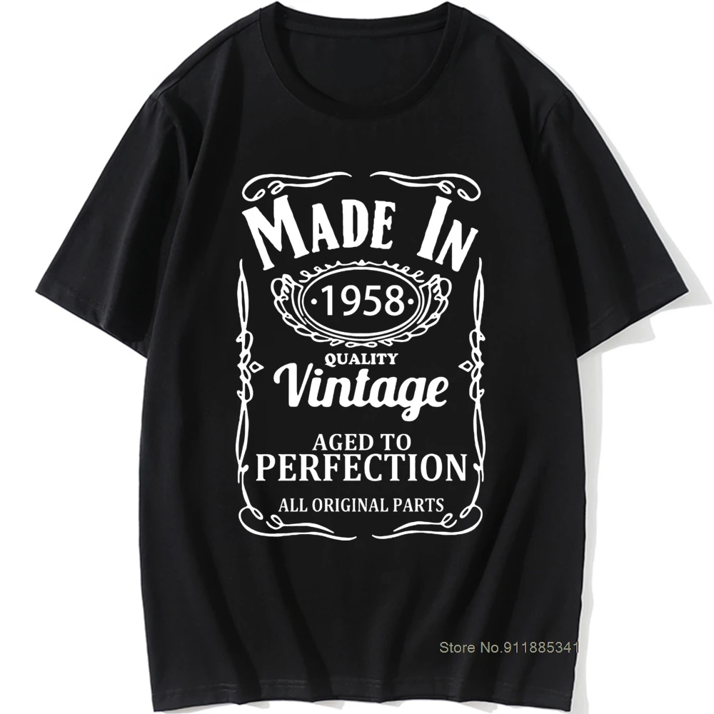

Vintage Made In 1958 T Shirt Birthday Present Funny Unisex Graphic Vintage Cool Cotton Short Sleeve Design O-Neck Father T-shirt