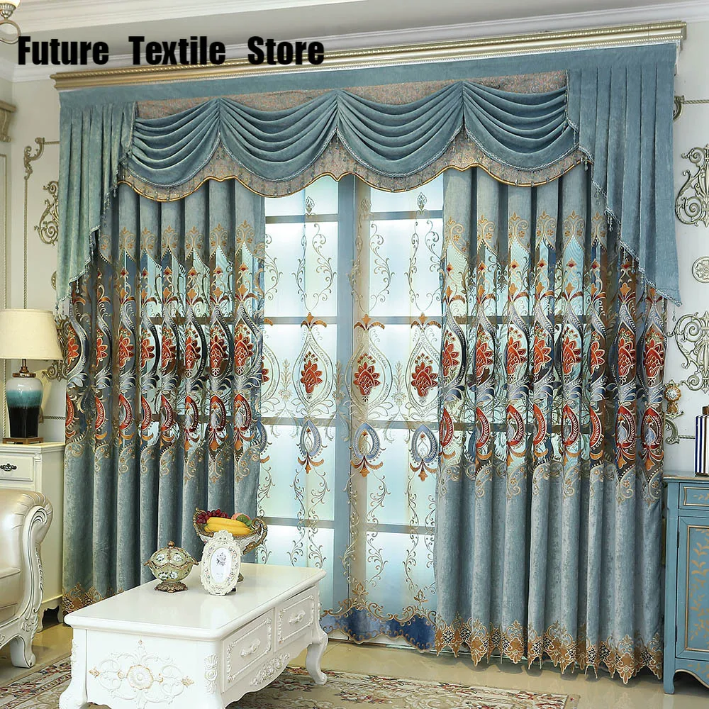 

American Rural Simple Style Thickened Custom Shading Curtains for Living Room for Bedroom Home Decorations
