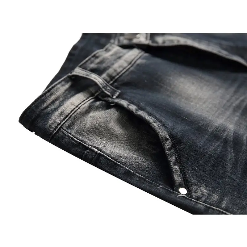 Модные мужские рваные джинсы 2020 повседневные Прямые облегающие эластичные