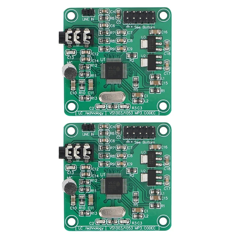 

2PCS VS1053 MP3 Module Audio Decoder Encoding Board SPI Interface with Voice OGG WAV Recording Function for Microphone