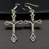 mens christianity jesus christ cross earrings fashion punk catholic cross pendant women mens earrings