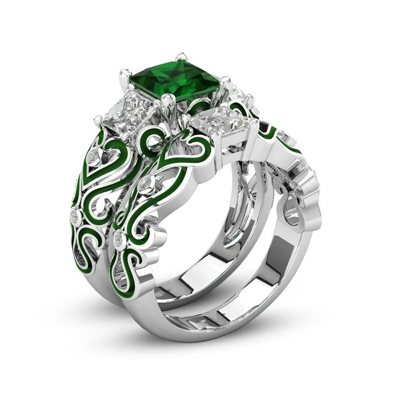 Инкрустированное цирконием два равны одному женское кольцо модное классическое