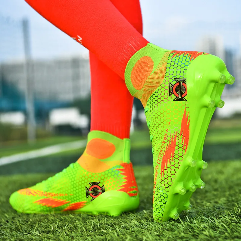 

Road Track Adult High Ankle Football Boots Men Non Slip Breathable Sneakers Training Soccer Cleats Football Shoes