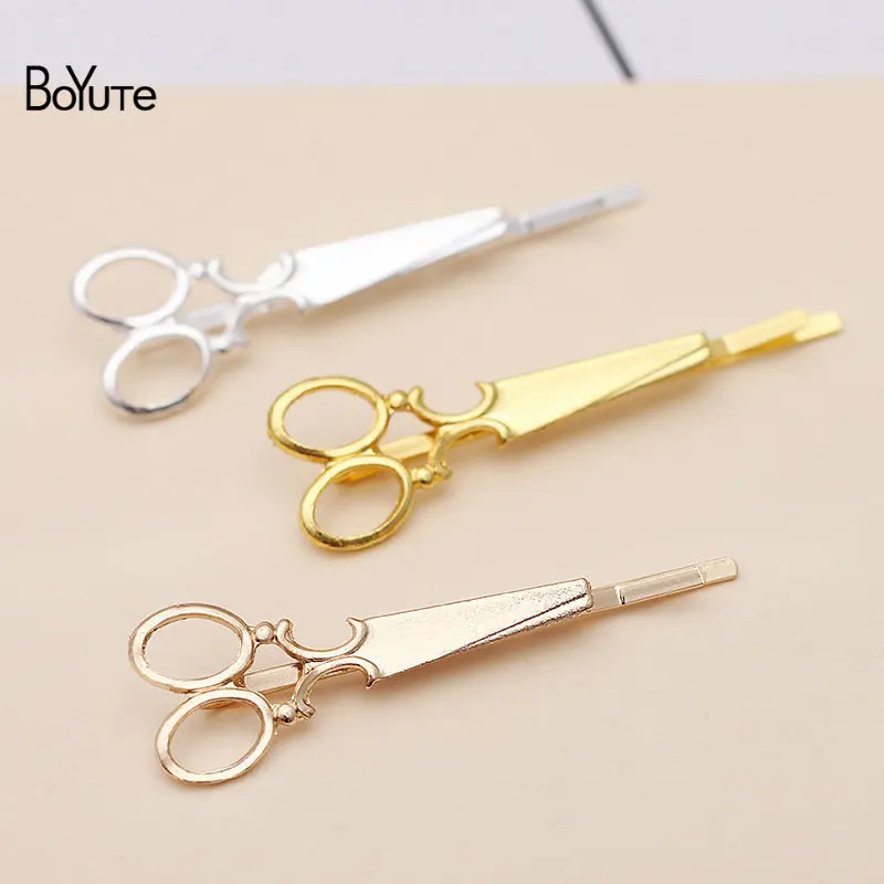 Scissors 18x45MM BoYuTe(10 шт./лот) металлический сплав Лось Морская звезда ветка заколки для волос в форме листа Модные женские ювелирные аксессуары - Цвет: Scissors 18x45MM