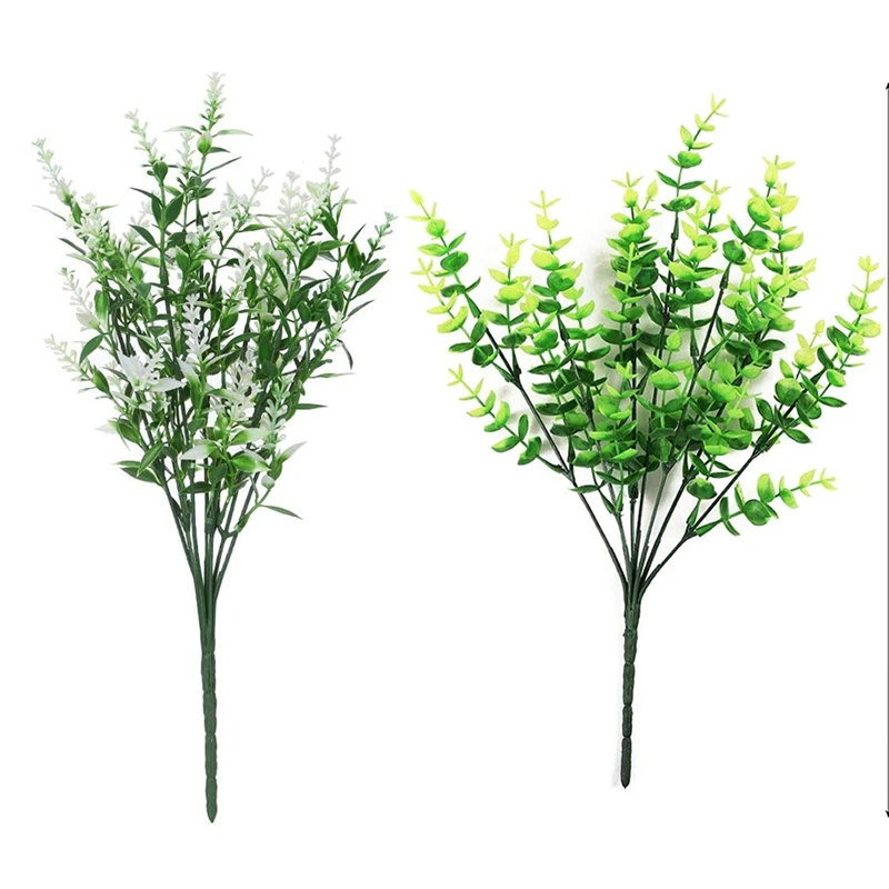 

34 Pcs Artificial Greenery Outdoor Plants For Home Farmhouse Garden Office Wedding, 24 Pcs A & 10 Pcs B