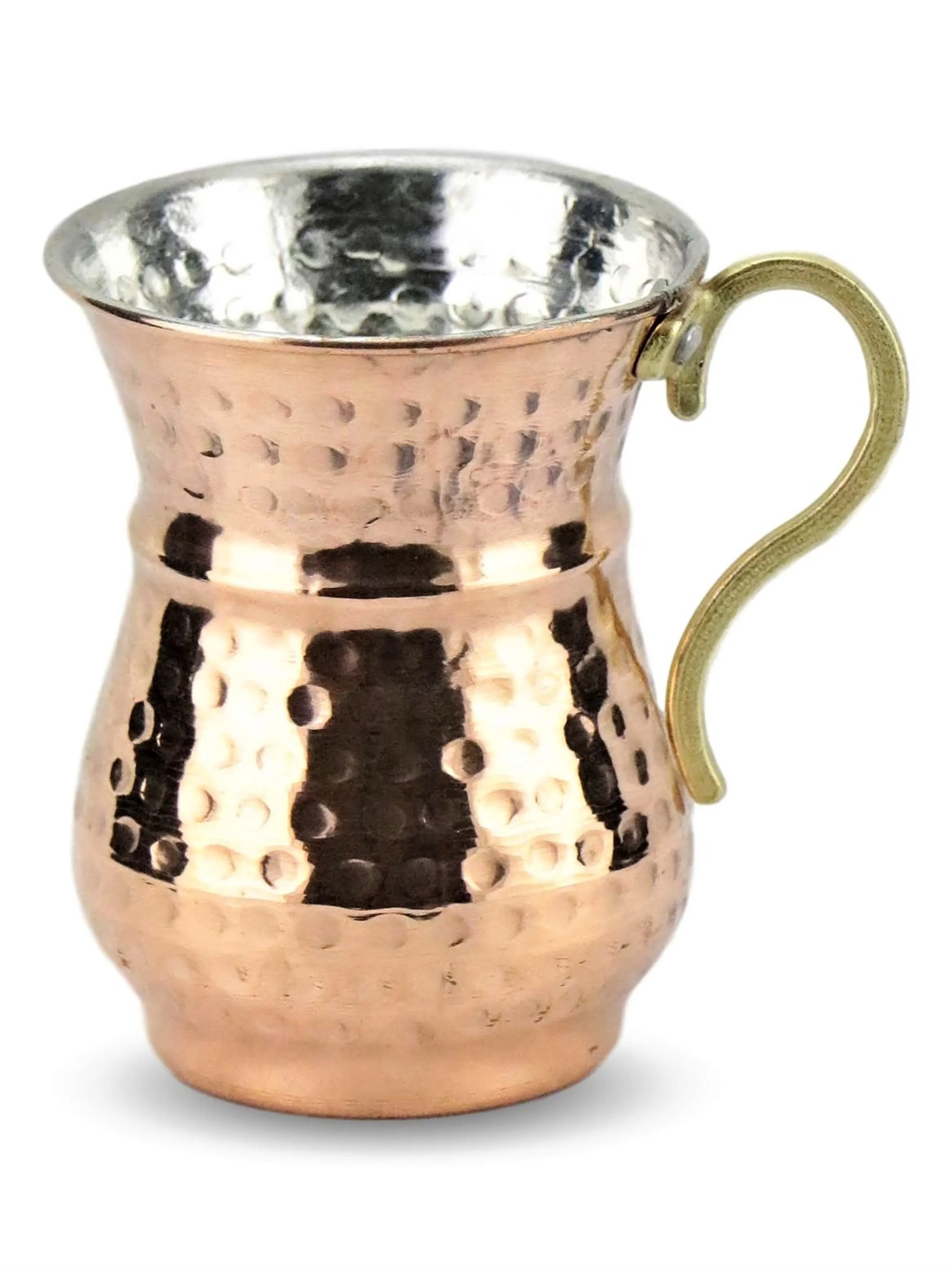 Morya Copper Mugs Milk Ayran Juice Wine Cup with Brass Handle Luxury Retro Vintage Handmade Drinkware 6 Pcs Set