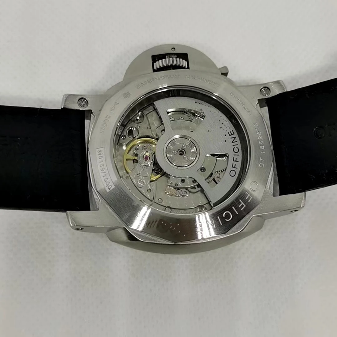 

Luxury Brand New Men Automatic Mechanical Black Leather Stainless Steel Skeleton Tourbillon Watch 44mm