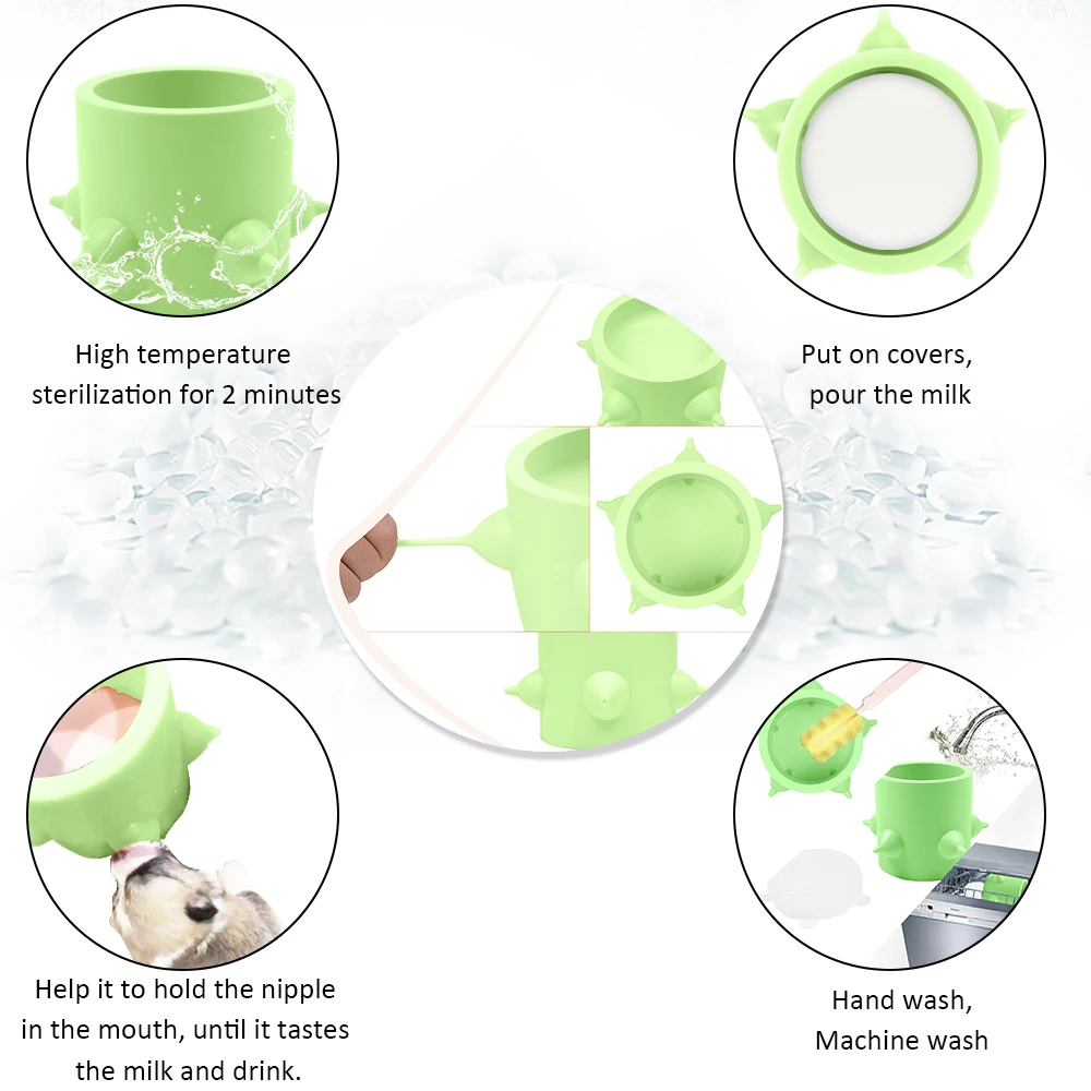 Alimentador para cachorros, tetina de lactancia, botella de silicona para gatitos, perros reci&eacute;n nacidos, taz&oacute;n de leche para perros y gatos, 600ML-3