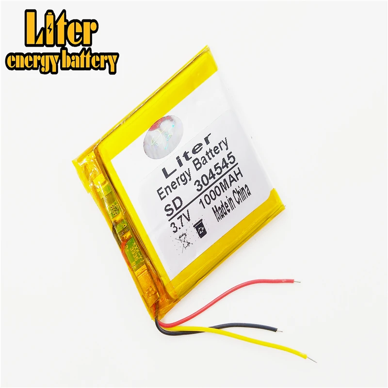 3 провода 7 V 304545 034545 MP3 MP4 MP5 батарея литий-полимерный аккумулятор GPS 1000 мАч |