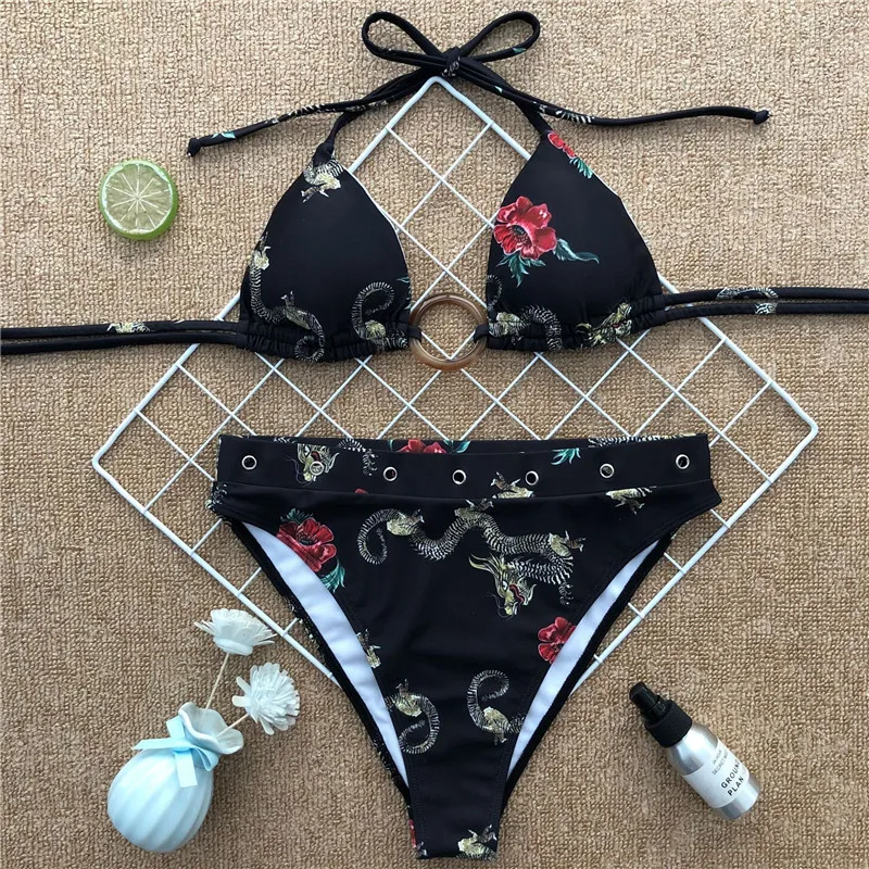 Винтажный комплект бикини In-X с высокой талией 2020 привлекательный треугольный