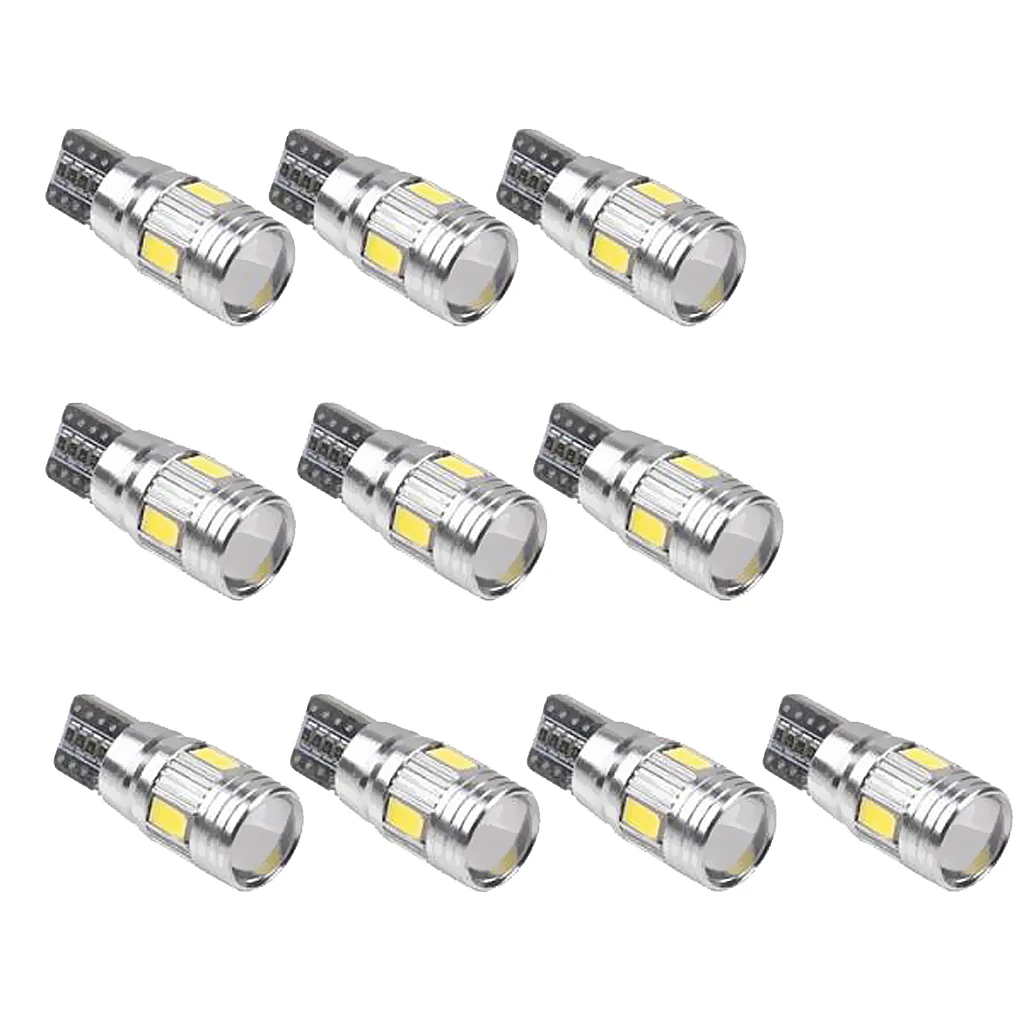 

10 Pcs LED Bulb T10 194 168 175 W5W 2825 192 5630 6SMD LED Parking Bulb Auto Wedge Clearance Lamp CANBUS White Light Bulbs