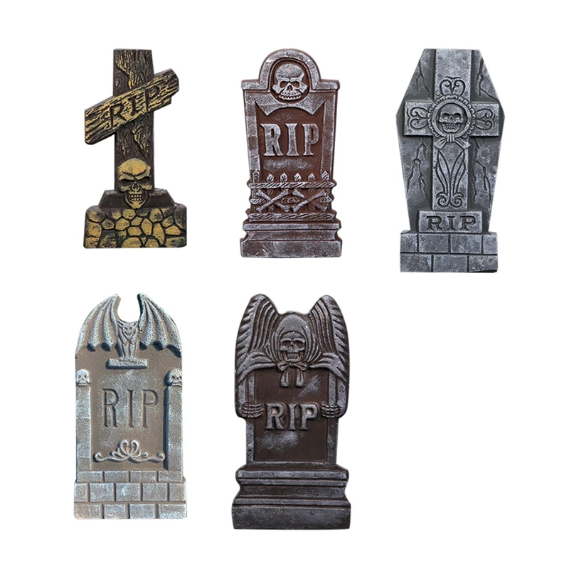 

Набор надгробий на Хэллоуин из пяти предметов, 3D Призрак, фестиваль, фотография, реквизит для оформления, надгробие из пенопласта