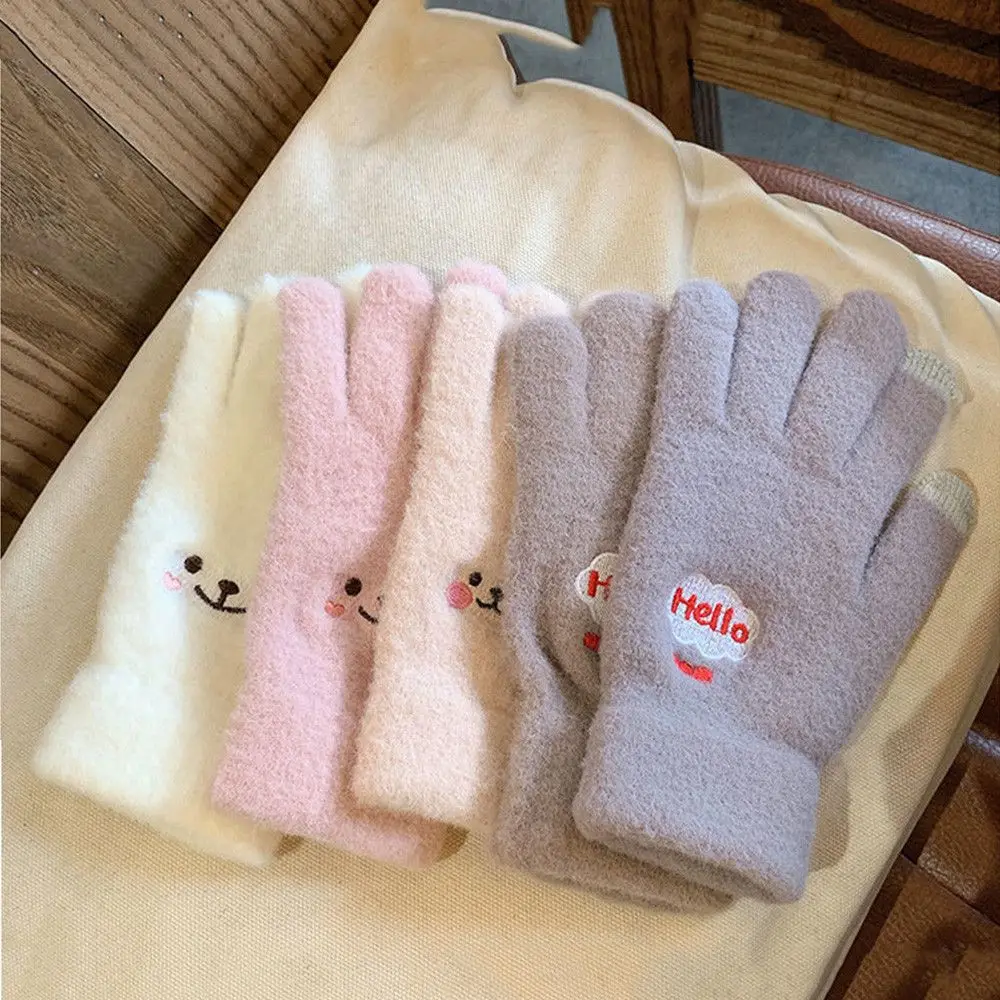 

Cashmere Stretch Winter Warm Thicken Full Finger Touch Screen Women's Gloves Skiing Gloves