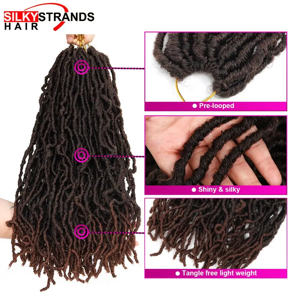Мягкие Dread Bobbi Boss Nu Locs крючком волосы 18 дюймов 20 прядей/упаковка Омбре Faux Locs синтетические косички для наращивания волос
