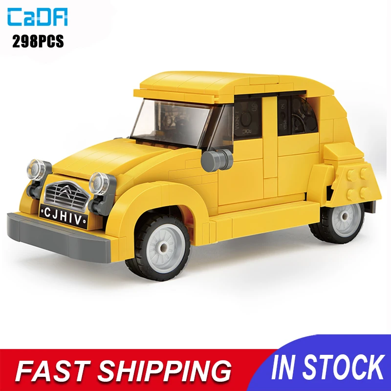 

Cada City Retro Vehicle Building Blocks 298pcs Classic 2cv Race Car Model Assembly Kit Moc Bricks Diy Christmas Toys
