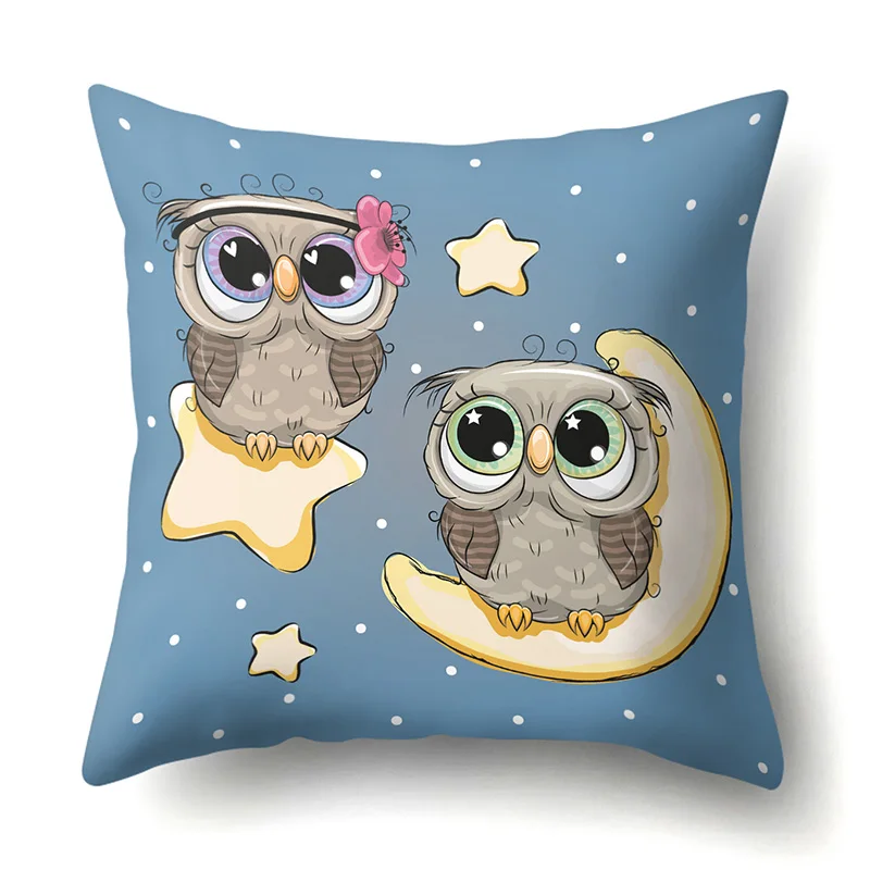 Сова Pattern чехол для подушки с рисунком животных; платья с изображением птиц из полиэстера с подушка чехол украшение Офис декоративная наволочка для подушки 45X45 см