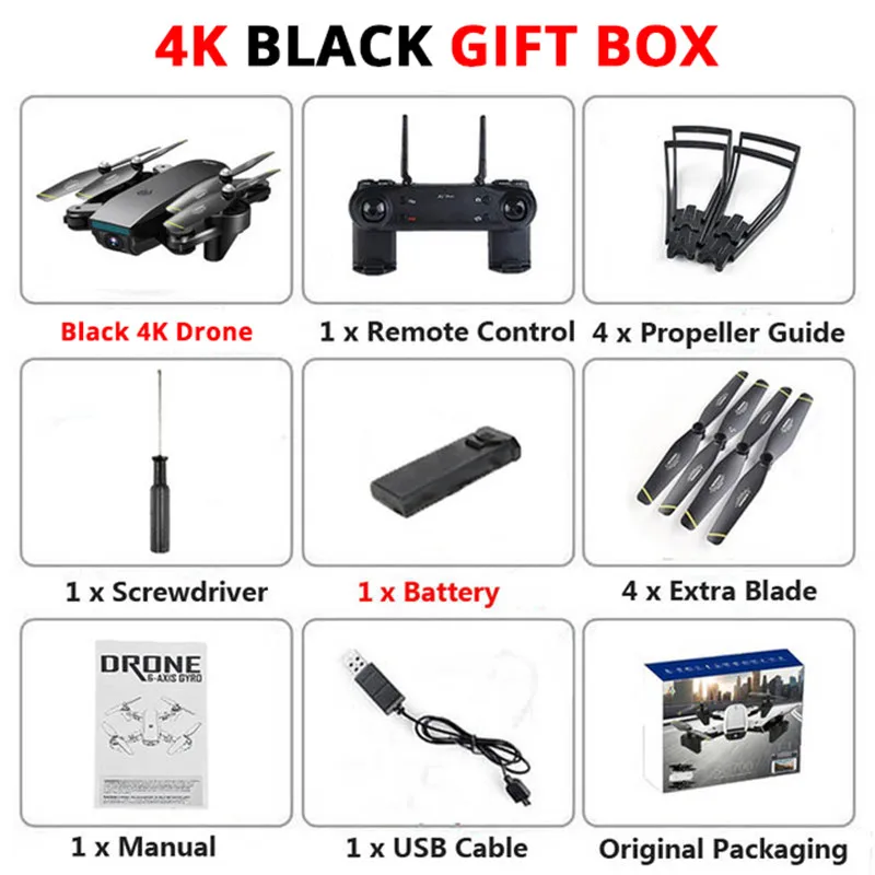 Мини складной беспилотный летательный аппарат Wi Fi Дрон с камерой HD 4K/1080P/720P FPV RTF