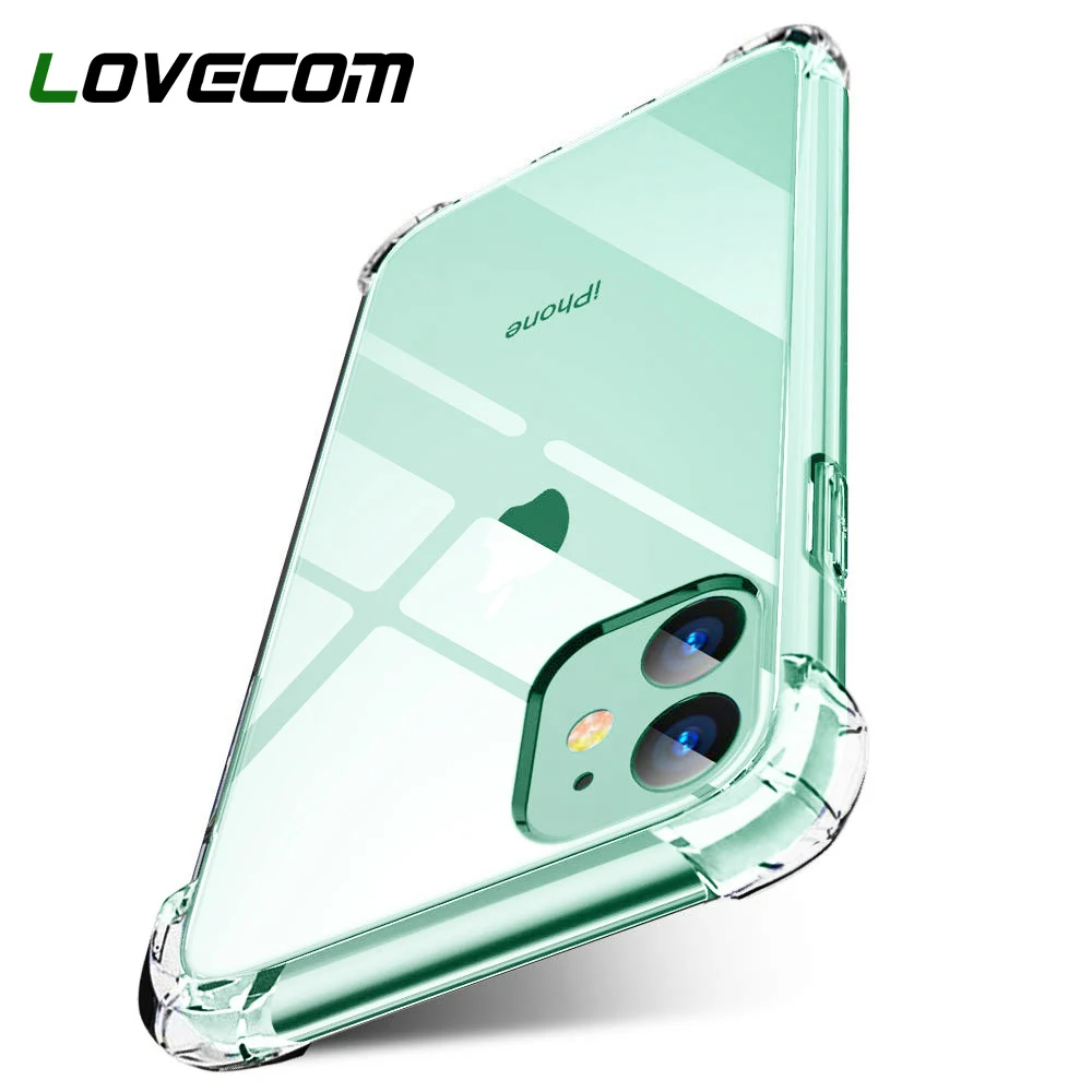 Ультратонкий Прозрачный ударопрочный чехол LOVECOM HD для iPhone 12 Mini 11 XS Pro Max XR 5S 6s 7 8 Plus