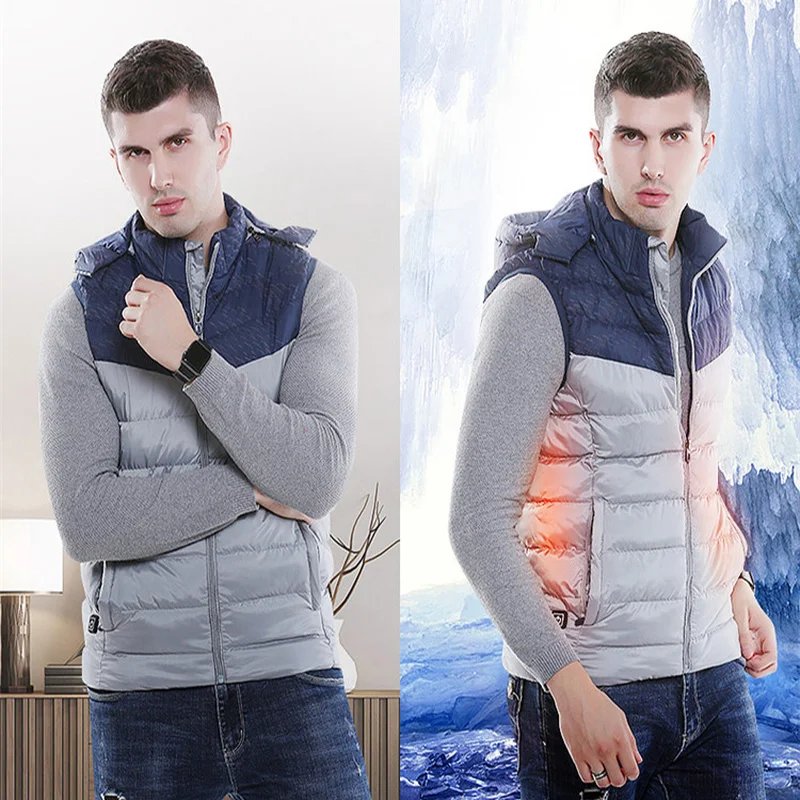 PARATAGO зимний теплый жилет для мужчин и женщин с USB подогревом съемный капюшоном