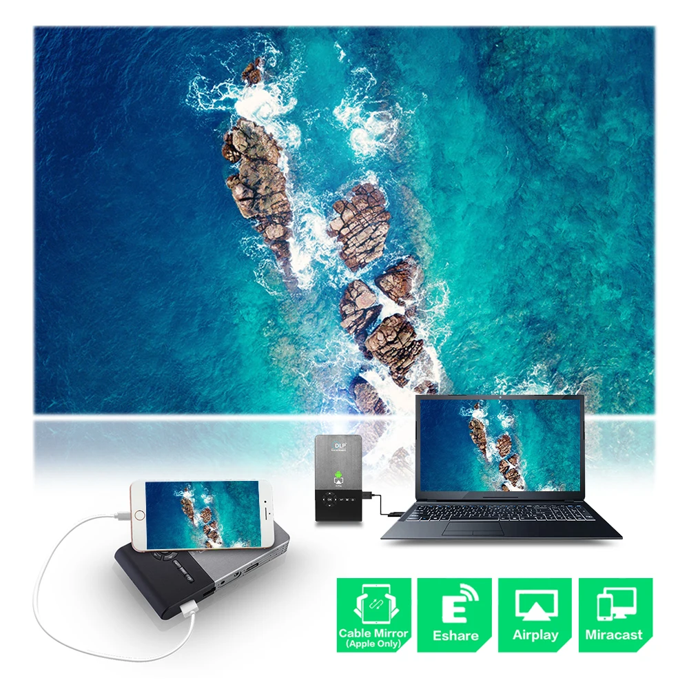 REAL TV C2 мини DLP проектор Android WiFi Bluetooth портативный видеопроектор домашний кинотеатр