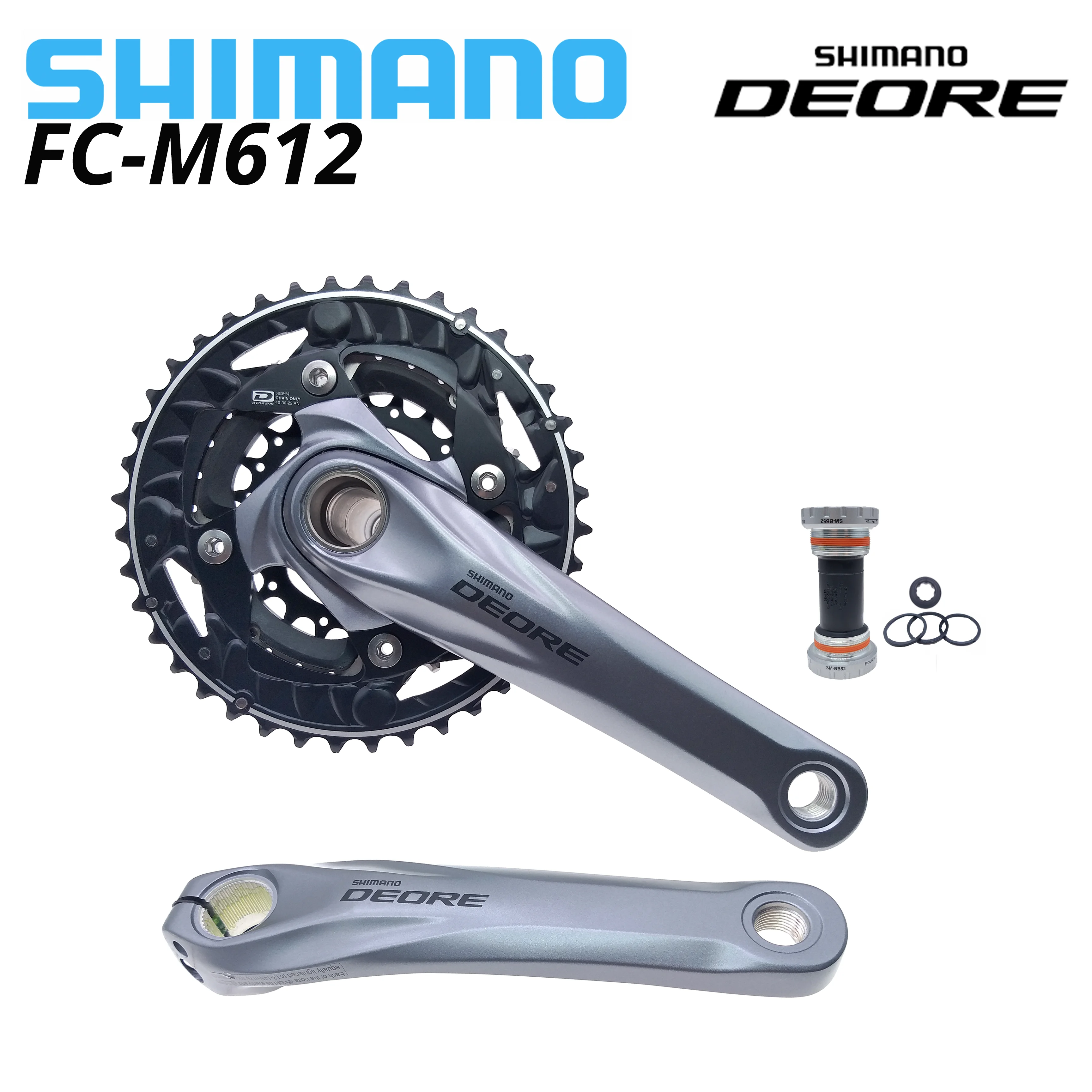 SHIMANO DEORE FC M612 диаметра окружности болтов (170 мм рукоятки 22T 30T 40T передняя Звездочка с BB52 каретка 10/30 Скорость MTB