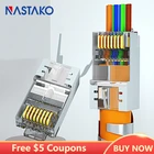 NASTAKO RJ45 Cat7 Cat6A легко проходит через Разъемы 8P8C 50U позолоченный Экранированный FTPSTP RJ45 сетевой модульный разъем