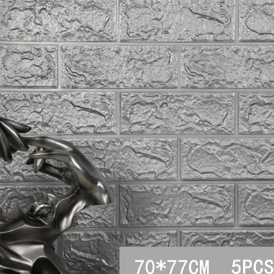 silver gray 70*77 3D наклейки в виде кирпичной стены DIY Пена школа детский сад Настенные обои-покрытие фартук для телевизора дети спальня гостиная украшение - Цвет: silver gray