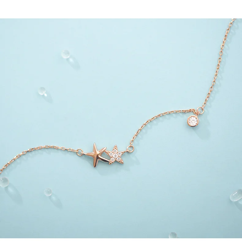 

925 Sterling Silver Zirconia Star Tassel Round Bead Charm Necklaces & Pendants For Women Party Choker dz653