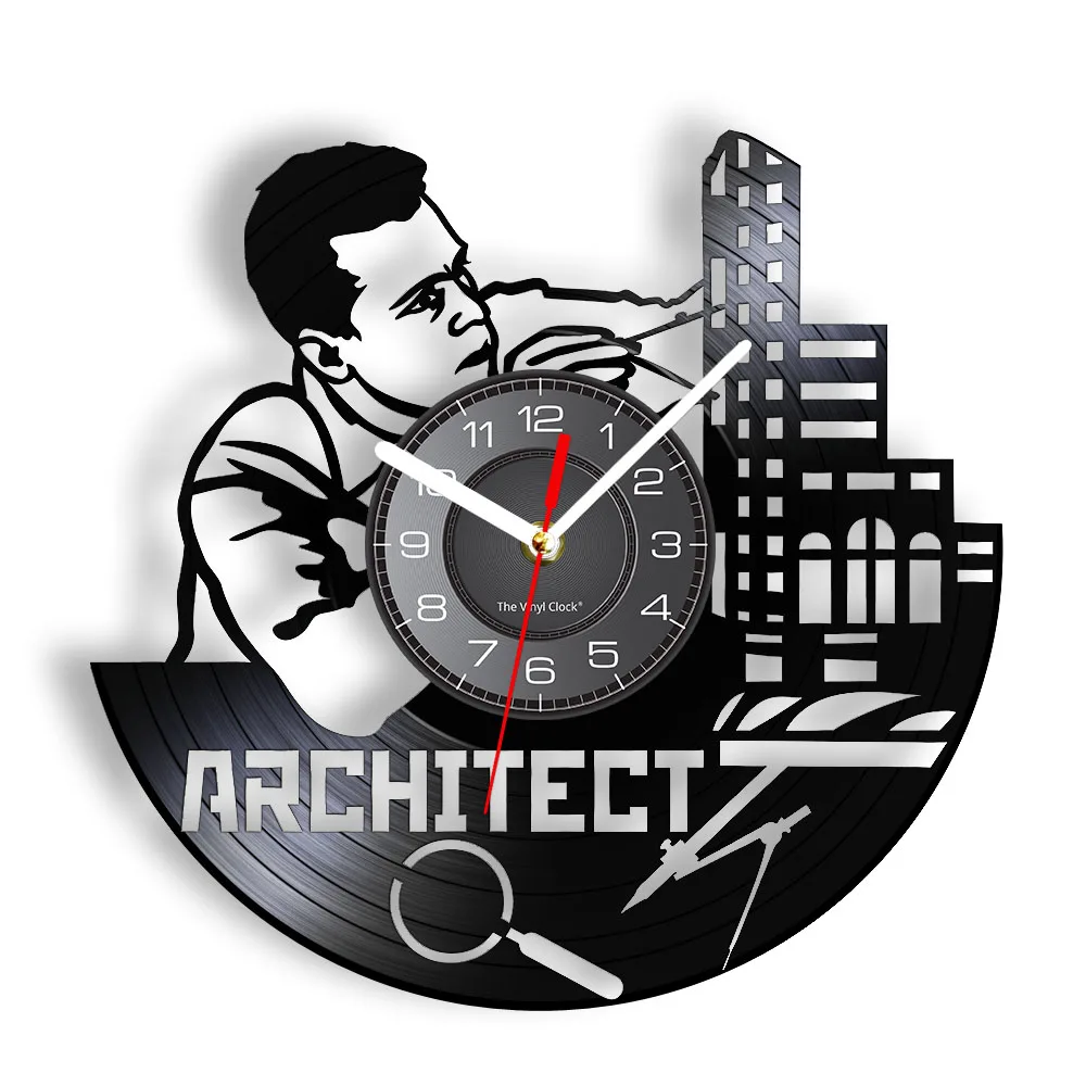 

Landscape Architect Silent Wall Clock Builder Engineer Cut Out Architecture Profession Office Vinyl Record Album Wall Art
