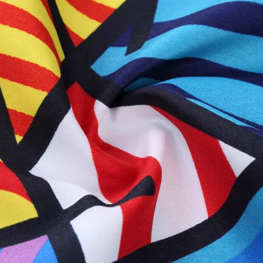 

Men's geometric square print casual button short-sleeved Hawaiian shirt Contrast Color Stitching Printed shirts Personality top