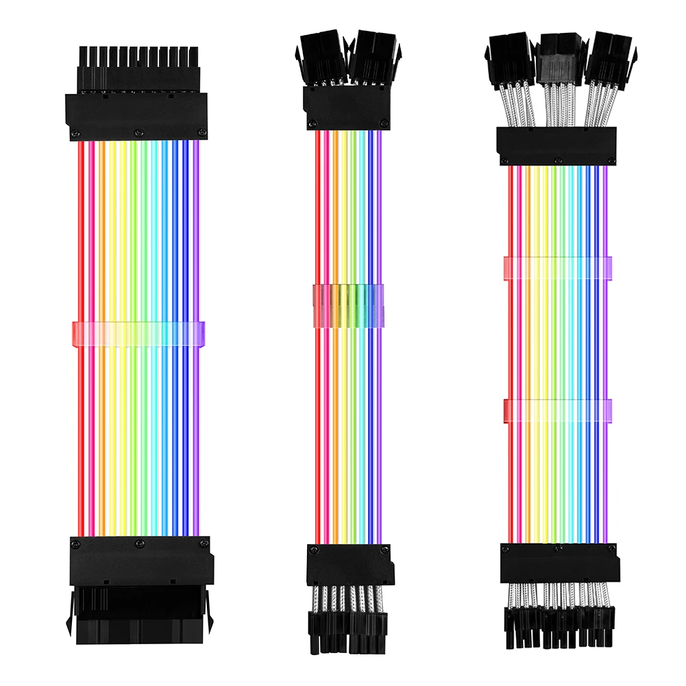 

PC Case PSU Extension RGB Cable ATX 24Pin + PCI-E GPU 8Pin Neon Color Line ARGB Streamer Transfer Adapter M/B 5V 3Pin SYNC