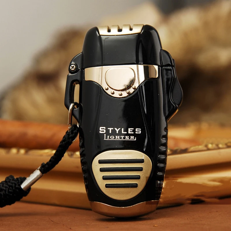 

Waterproof Rope Cigarette Cigar Lighter Outdoor Triple Torch Gas Jet Lighter Turbo Windproof Metal Spray Gun Pipe Lighter Gifts