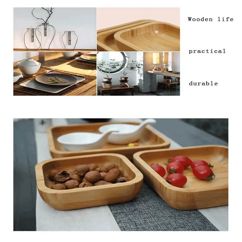 Квадратная чаша из цельного дерева кухонные аксессуары 4 вида чаш для еды