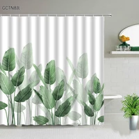 Tropical Palm Leaves Green Plant Shower Curtain Set Polyester Waterproof Curtains Printing Home Bathroom Decor Fashion Screen
