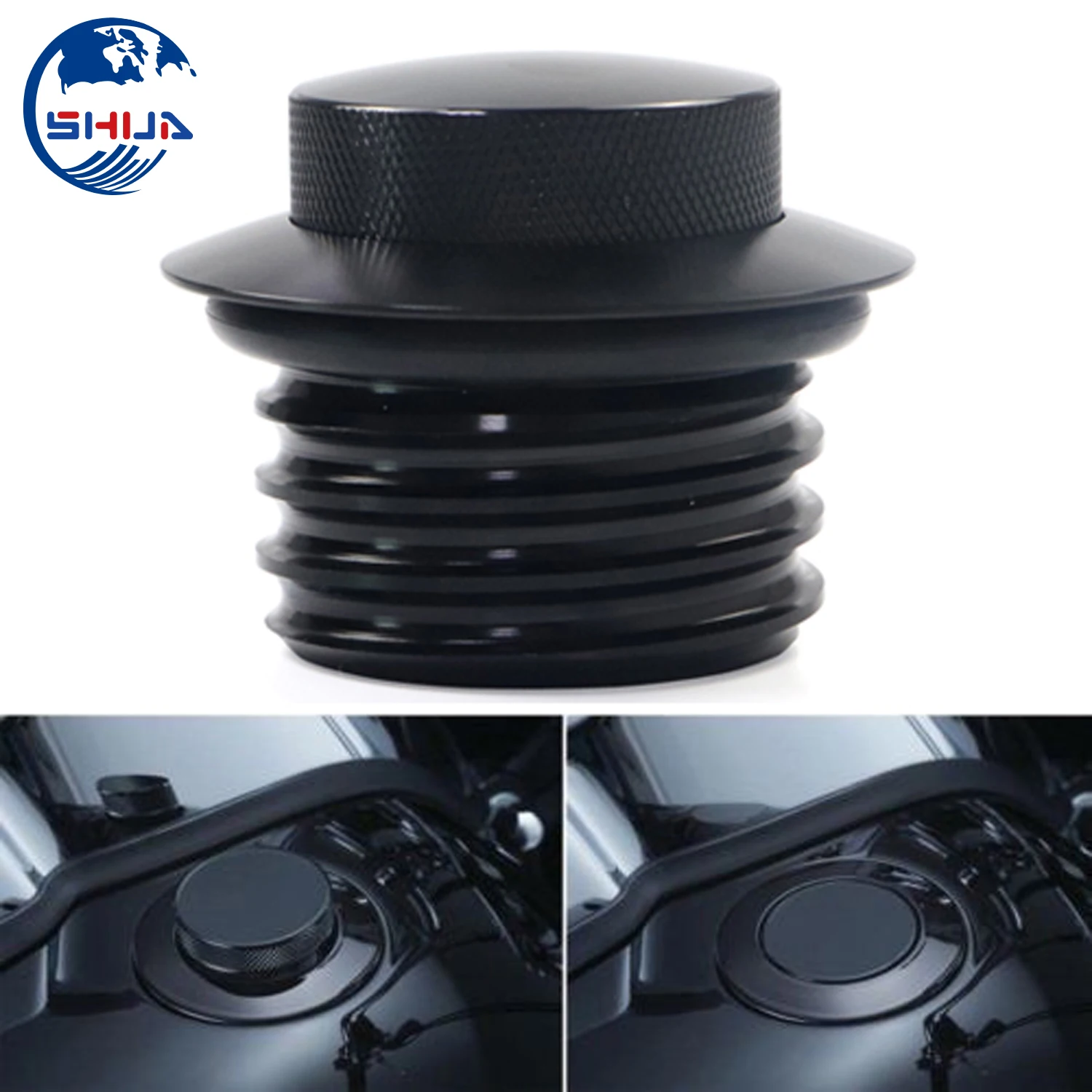 Выдвижная газовая Крышка для мотоцикла резервуар с правой резьбой черная крышка