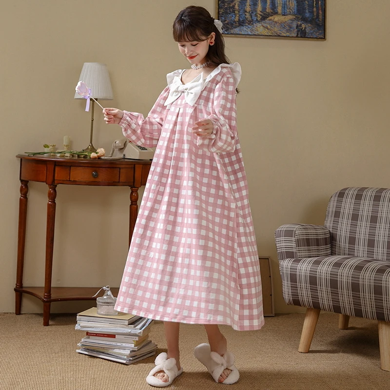 Ночные рубашки высокого качества Женские Простые Стильные Свободные Элегантные