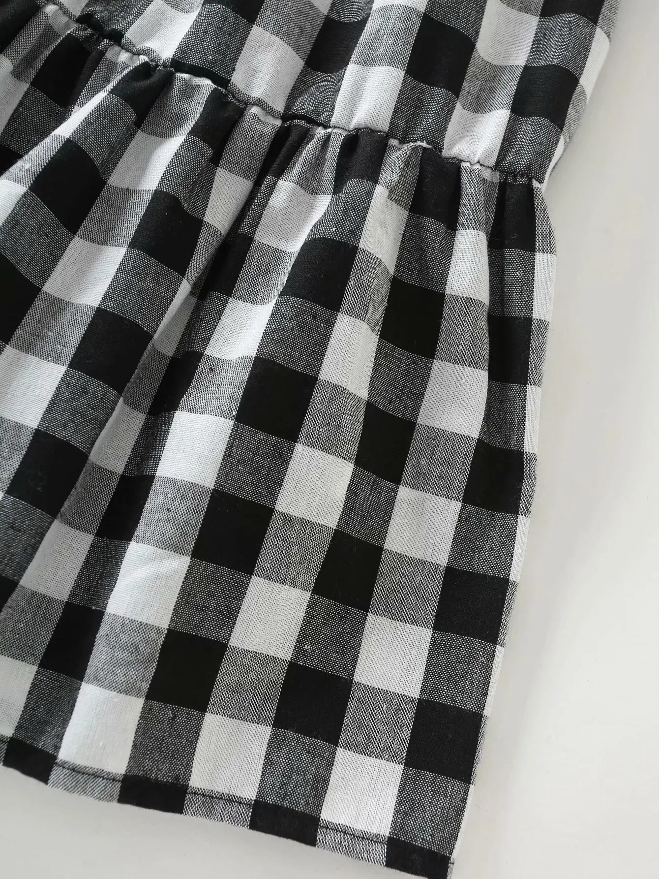 

Puff Sleeve V-neck Short Sleeve Women Dress Vintage Checked Temperament Waist Lotus Sleeve Chic Female Mini Dresses