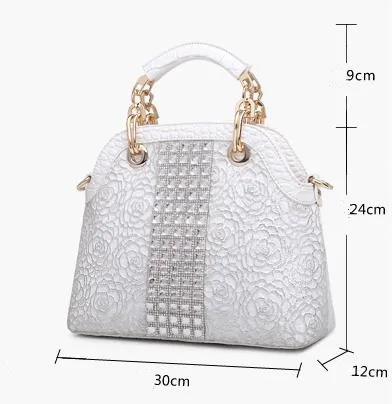 

Fashion Diamonds Women Handbags Crossbody Female Shoulder Shell Bag Rhinestone Messenger Bags Crocodile Pattern Leather