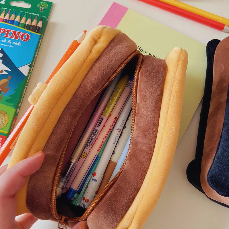 Новинка 2021 Ins тостов чехол для карандашей с хлебом корейские милые школьные