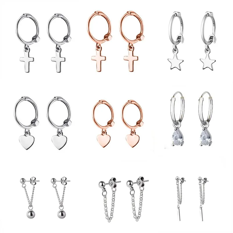 Пирсинг кисточкой Крест Сердце Звезда Серьги гвоздики для женщин дети Femme