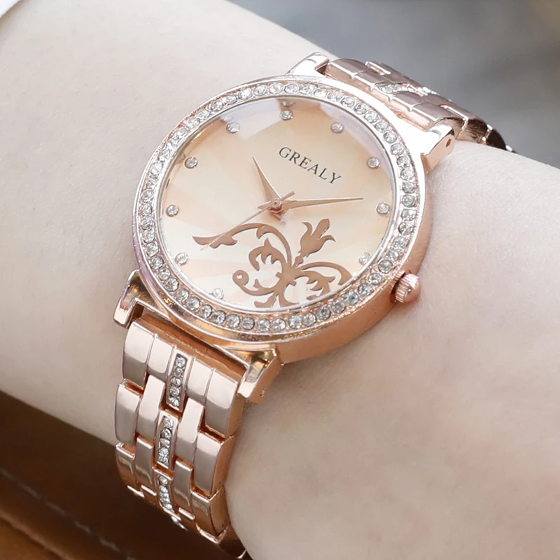

Rose Gold Diamond Women's Wrist Watches Fashion Female Ladies Watches Quartz Diamond Stainless Strap Watches Relojes Mujer