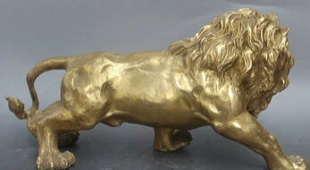 Бесплатная доставка &lt13 &quotКитайская народная фэн-шуй латунь свирепый лев статуя