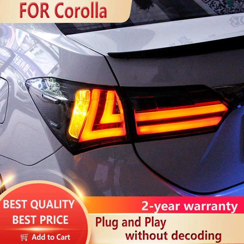 

Задние фонари для Toyota Corolla, новинка 2014-2017, светодиодные задние фонари Altis, светодиодные сигналы ДХО, тормозные задние автомобильные аксессуа...
