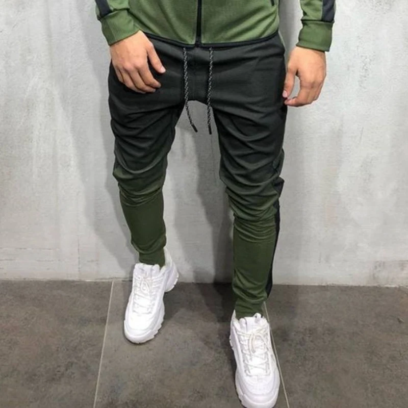 green pant Laamei, лоскутный спортивный костюм на молнии, мужской комплект, спортивный, 2 шт., спортивный костюм, мужские толстовки с капюшоном с принтом, куртка, штаны, спортивные костюмы для мужчин - Цвет: green pant