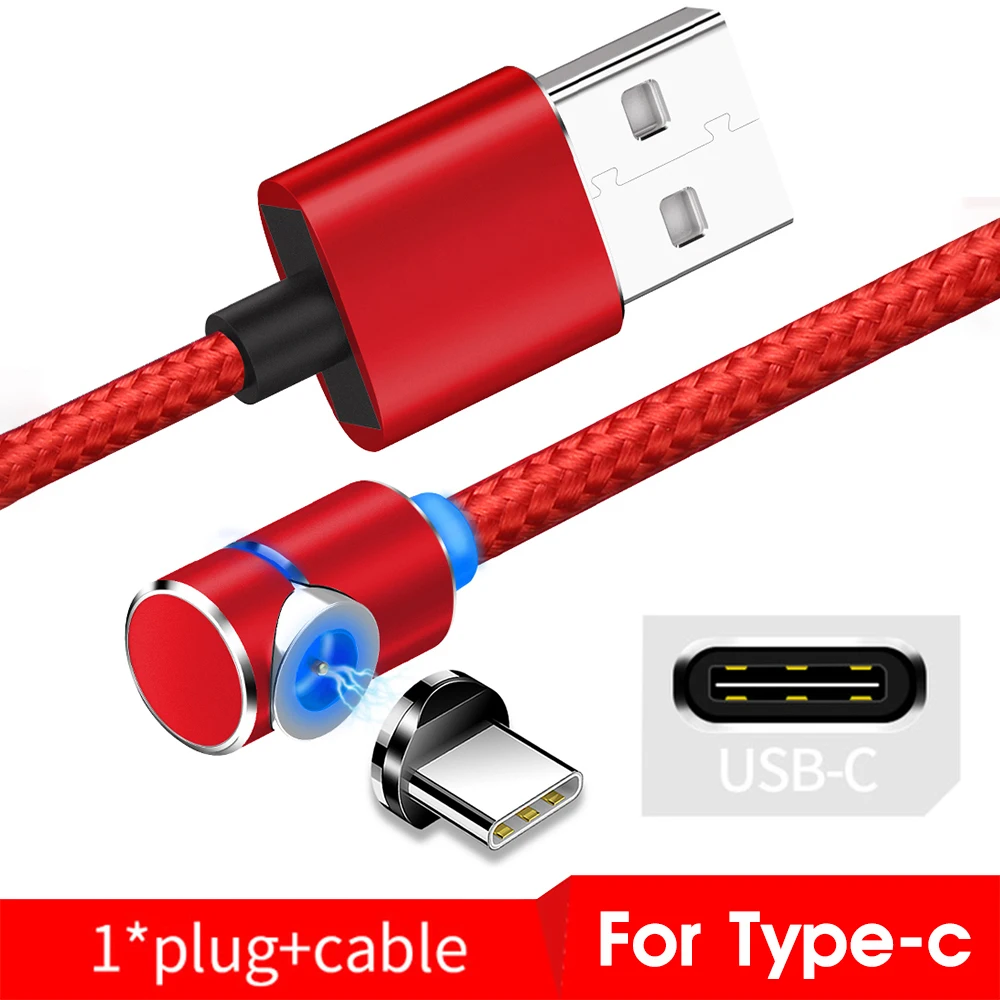 Магнитный usb кабель для зарядки для iPhone, быстрая зарядка, кабель для Android, Магнитный провод для samsung, Micro usb type C, кабель для зарядки, шнур для передачи данных - Цвет: Red For Type C